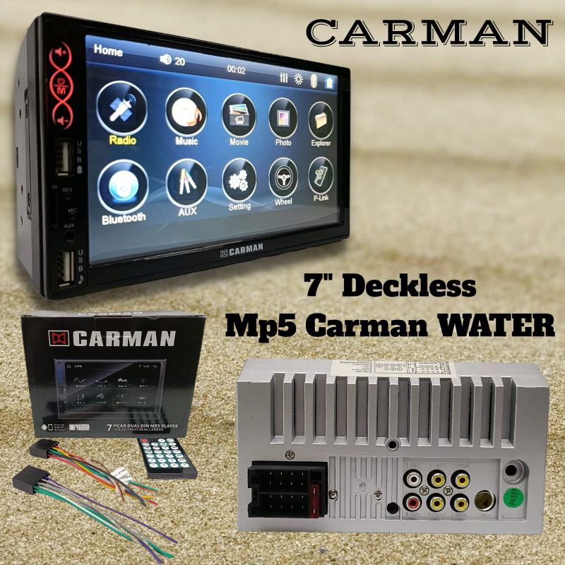 HEAD UNIT DOUBLE DIN MP5 7 INCH MIRRORLINK CARMAN DEKLES FULL GLASS