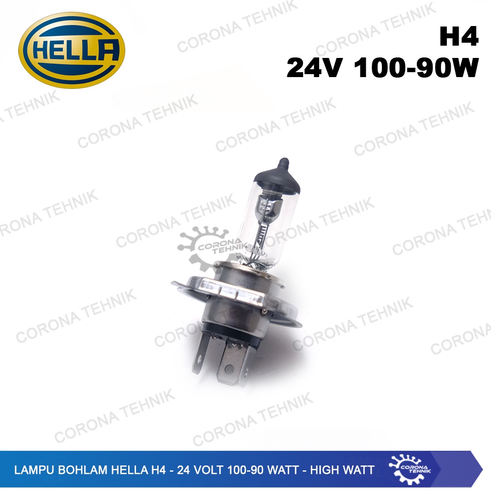 H4 - 24 Volt 100-90 Watt - High Watt Lampu Bohlam Hella