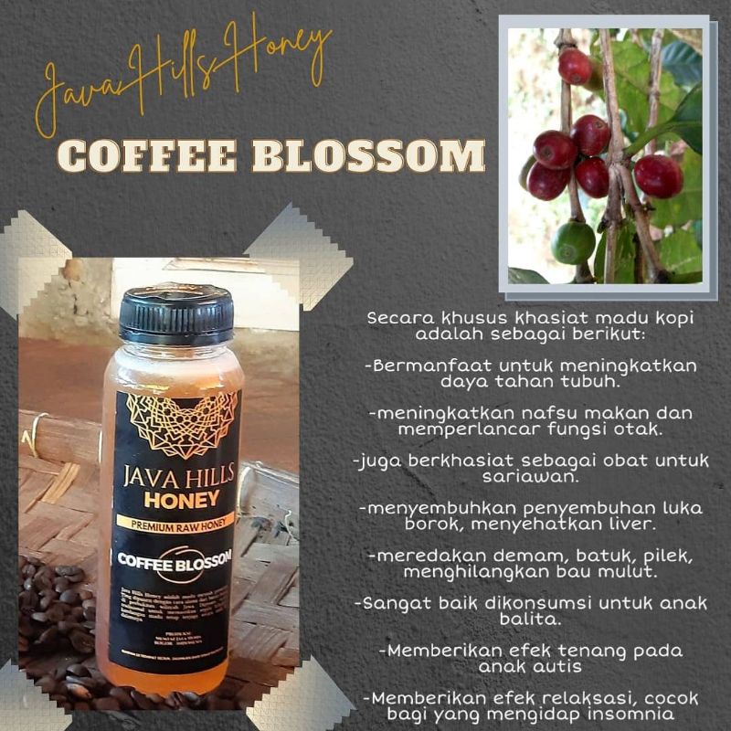 

JAVA HILLS PREMIUM RAW HONEY MADU MURNI COFEE BLOSSOM PENAMBAH NAFSU MAKAN BISA COD 1000 gr