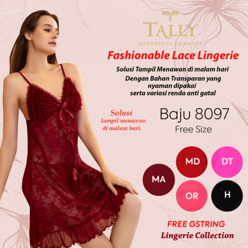 TALLY BAJU TIDUR / LINGERIE 8097 I FREE SIZE I BAHAN RENDA HALUS