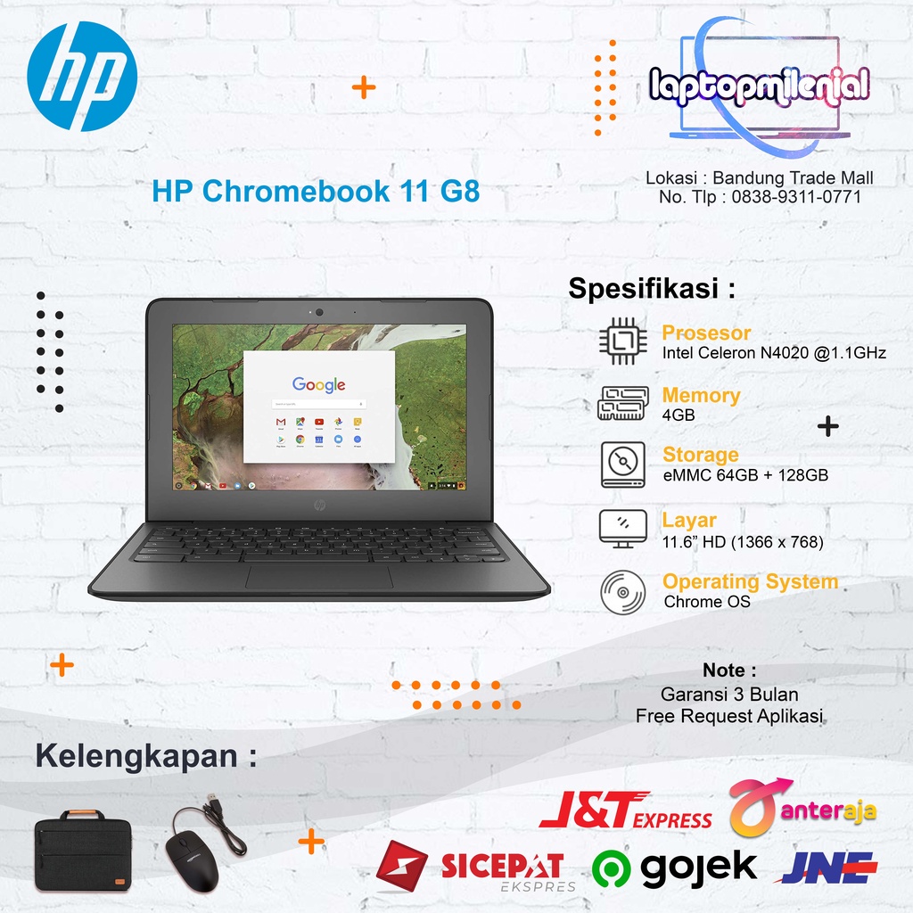 HP 11 CHROMEBOOK G8 / N4020 / 4GB / 160GB / 11.6&quot; HD LAPTOP PELAJAR TERMURAH NEW ORIGINAL