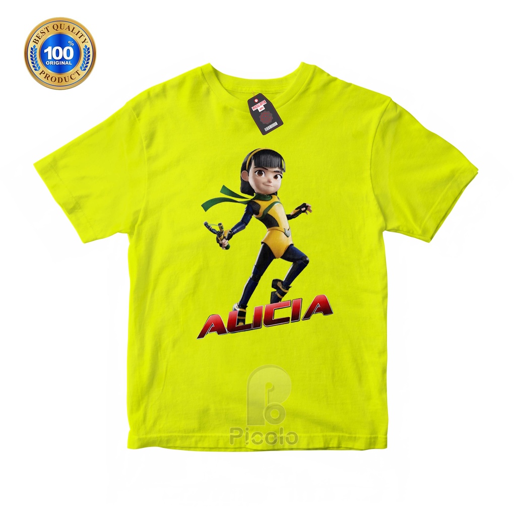 (FREE NAMA) BAJU KAOS ATASAN ANAK MOTIF KARAKTER ALICIA EJEN ALI Bahan COTTUN