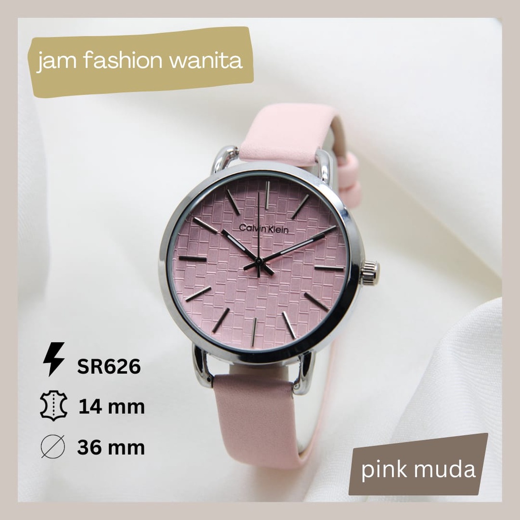 Jam Tangan Wanita Fashion 3386AG Tali Kulit Free Box &amp; Baterai Cadangan