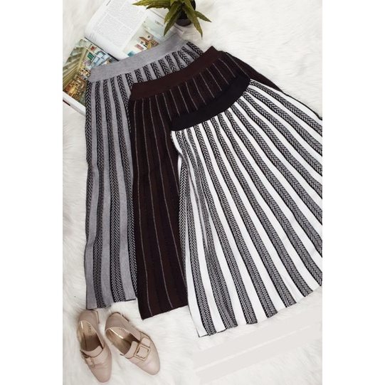 Rok 7/8 Wanita Import Premium Korea Rajut Tebal Kekinian | Rok Midi 7 8 Cewek Rajut Plisket Korean S