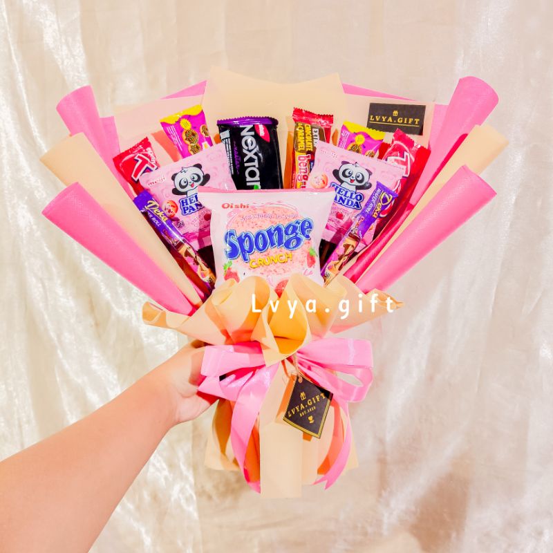 (SNACK 0031) Lvya.gift Buket snack untuk cewe | Buket pink biru | Buket snack wisuda | Buket snack wisuda | Buket snack ulang tahun | Buket anniversary | Buket hari guru | Buket hari ibu | hadiah wisuda | kado ulang tahun