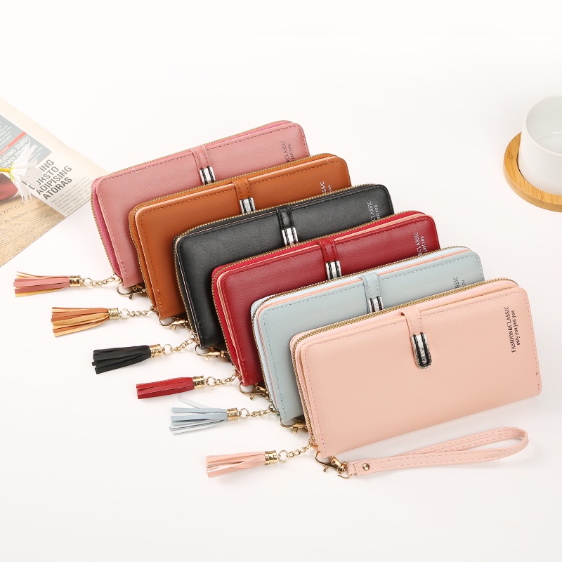 Dompet Panjang Resleting Wanita Kasual Korean Style Zipper Wallet Dompet Clutch Fashion Wanita Azgalery D86