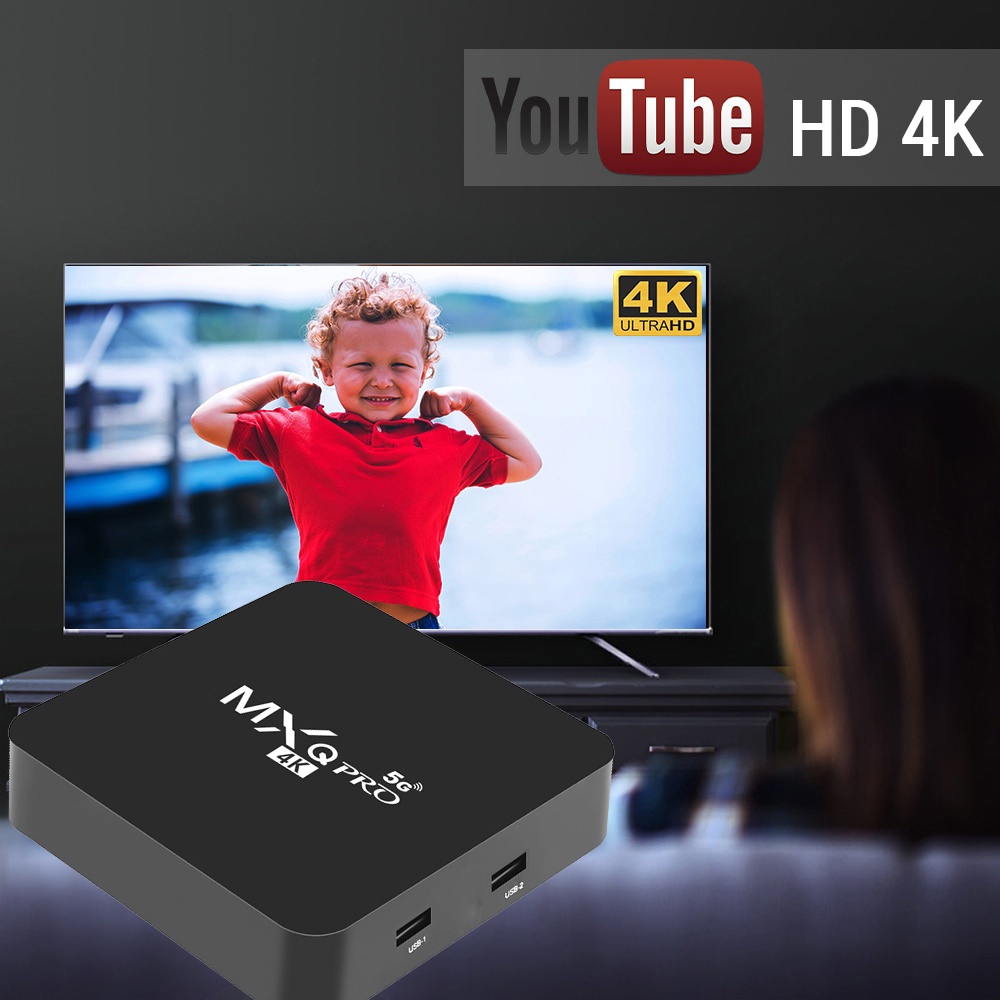 Android TV Box MXQ Pro 4G RAM+64G ROM Network Set-Top Box 3D 4K Android Smart TV Box 5G WiFi Home Remote Control Media Player Set Top Box