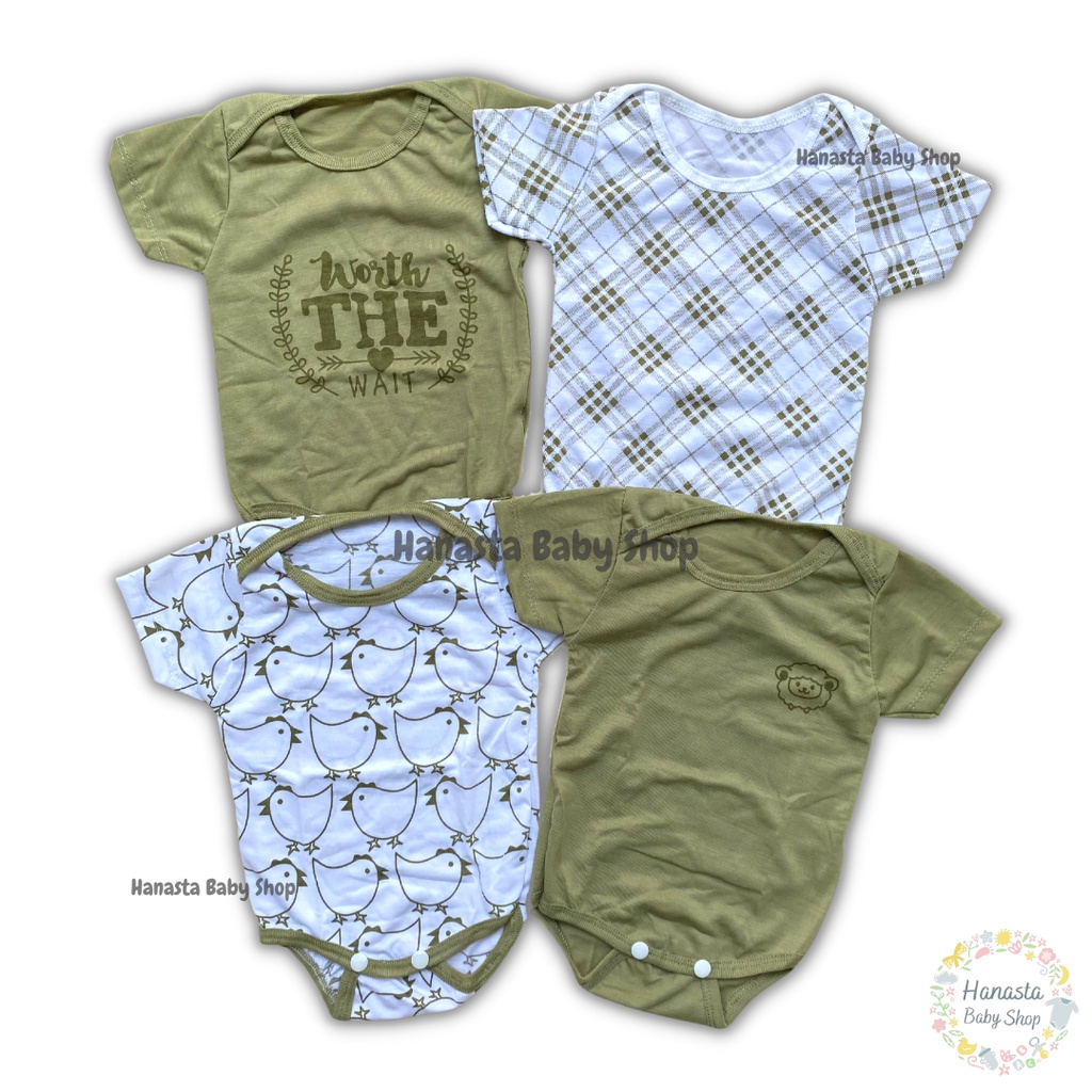 Jumper Bayi 4in1 Lengan Pendek Jumpsuit Newborn 0-6 Bulan