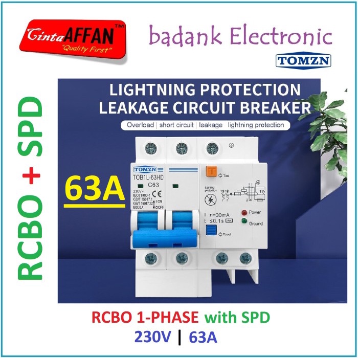 

Integrated RCBO SPD 230V 63A Lightning Protection Residual Leakage MCB NAI27