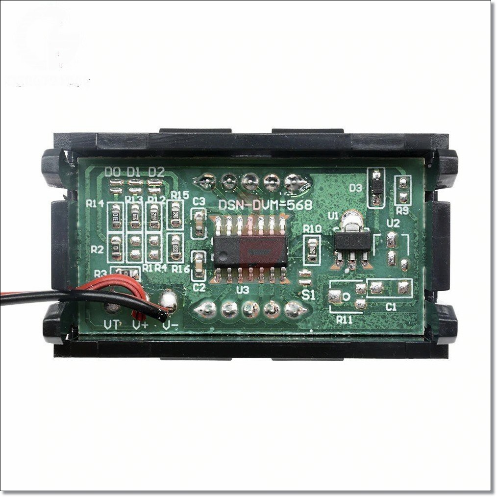 Voltmeter Digital Dengan Frame 4.5v - 30V DC Dua Kabel Led HIjau