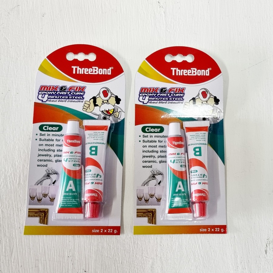 

Lem Epoxy / Lem Besi / Lem Campur THREEBOND Mix and Fix Kering 4Menit / Epoxy Adhesive Rapid 4 Menit Clear