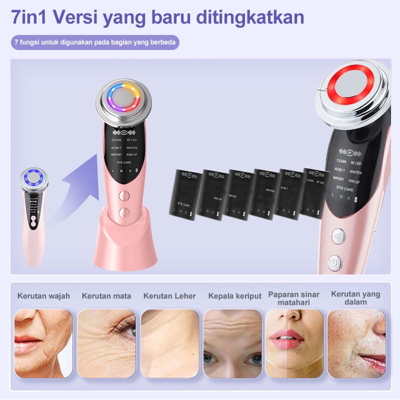 AmazeFan 7in1Alat Setrika V Shape Thin Face Lifting Wajah Pemijat Pemutih Wajah Facial Anti Aging Sheet Masker Perawatan detox pijit elektrik roller Massager komedo Mesin rf Anti-wrinkle Pengencang Uap tirus galvanic Wajah topeng spa Perangkat Kecantikan