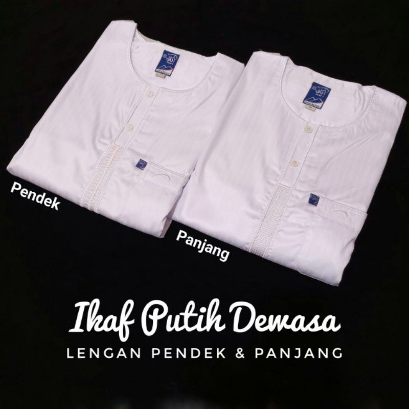 Jubah Ikaf Putih Polister Dewasa lengan pendek/panjang
