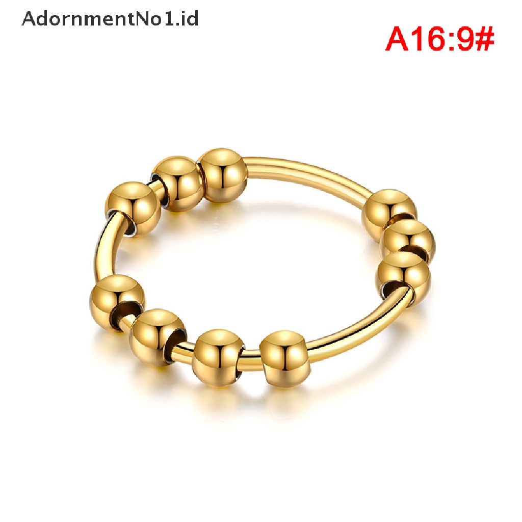 [AdornmentNo1] New Stainless Steel Beads Anxiety Rings Stress Relief Fidget Rings Untuk Wanita Pria INS Gaya Sederhana Fashion Perhiasan Hadiah Tren [ID]