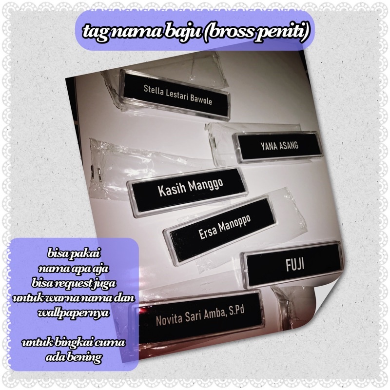 

tag nama / flag nama baju / tag custom/ name tag