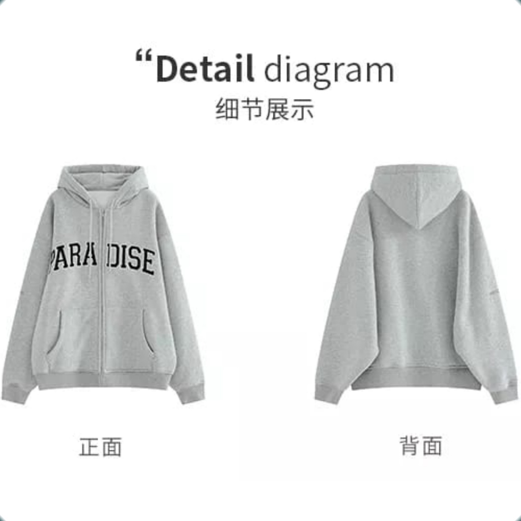 Hoodie Zipper  Paradise Wanita Oversize Korean Style Hoodie Ziper Wanita Oversize Murah Hodie Zipper Sweater Wanita Xxl Hoodie Polos Wanita Fleece Tebal Sweater Zipper Polos Sleting Xxl Hoodie Resleting Wanita Oversize Korea Hoodie Sleting Wanita Oversize