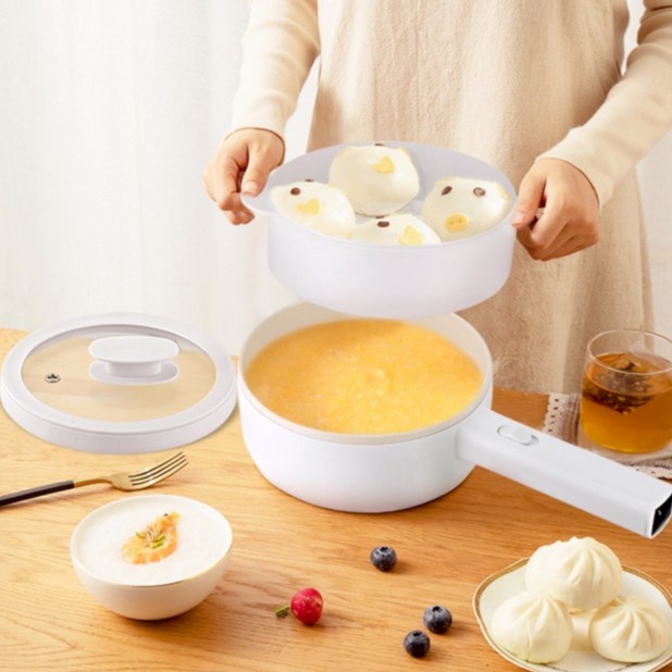 panci listrik Panci Masak Elektrik Multifungsi Panci Kukus Listrik Ceramic Anti Leng(B6N7) Panci Lis