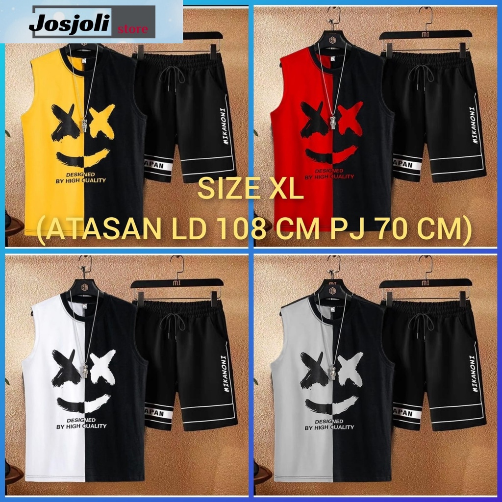 JOSJOLI_STORE/Stelan Singlet Mello/Satu Stel Atasan dan Bawahan Pria Dewasa/Fit to L