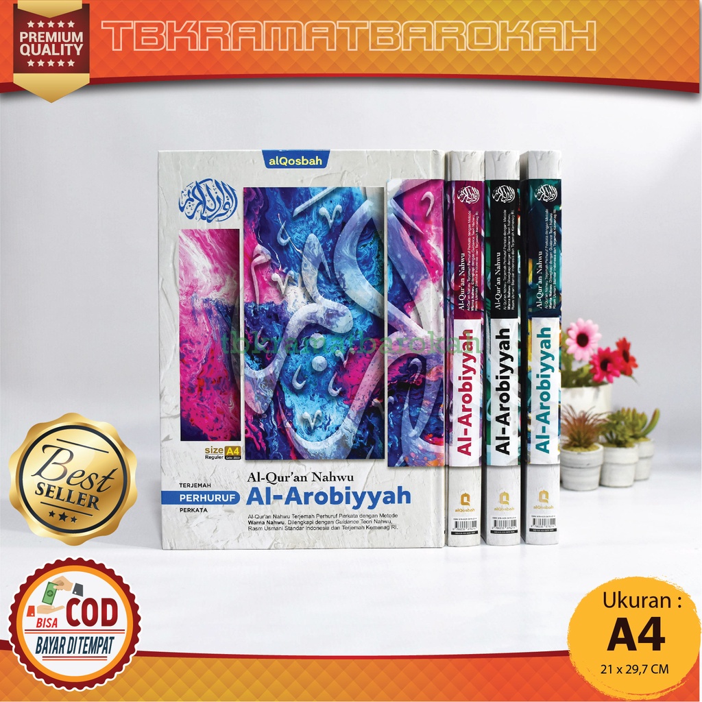 Alquran Terjemah Nahwu AL-AROBIYYAH A4 Uk 21 x 30 cm Besar Tajwid Perhuruf Perkata Quran Al Warna Da