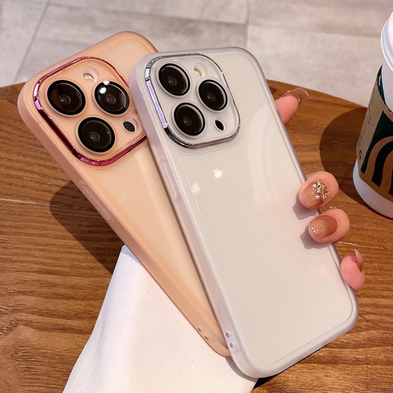 Casing Lensa Perlindungan Kamera Metal iPhone 14 Pro Max plus Case iPhone 13 12 11 Pro Max Warna Transparan Sepenuhnya Tertutup Shockproof Protection TPU Soft Case