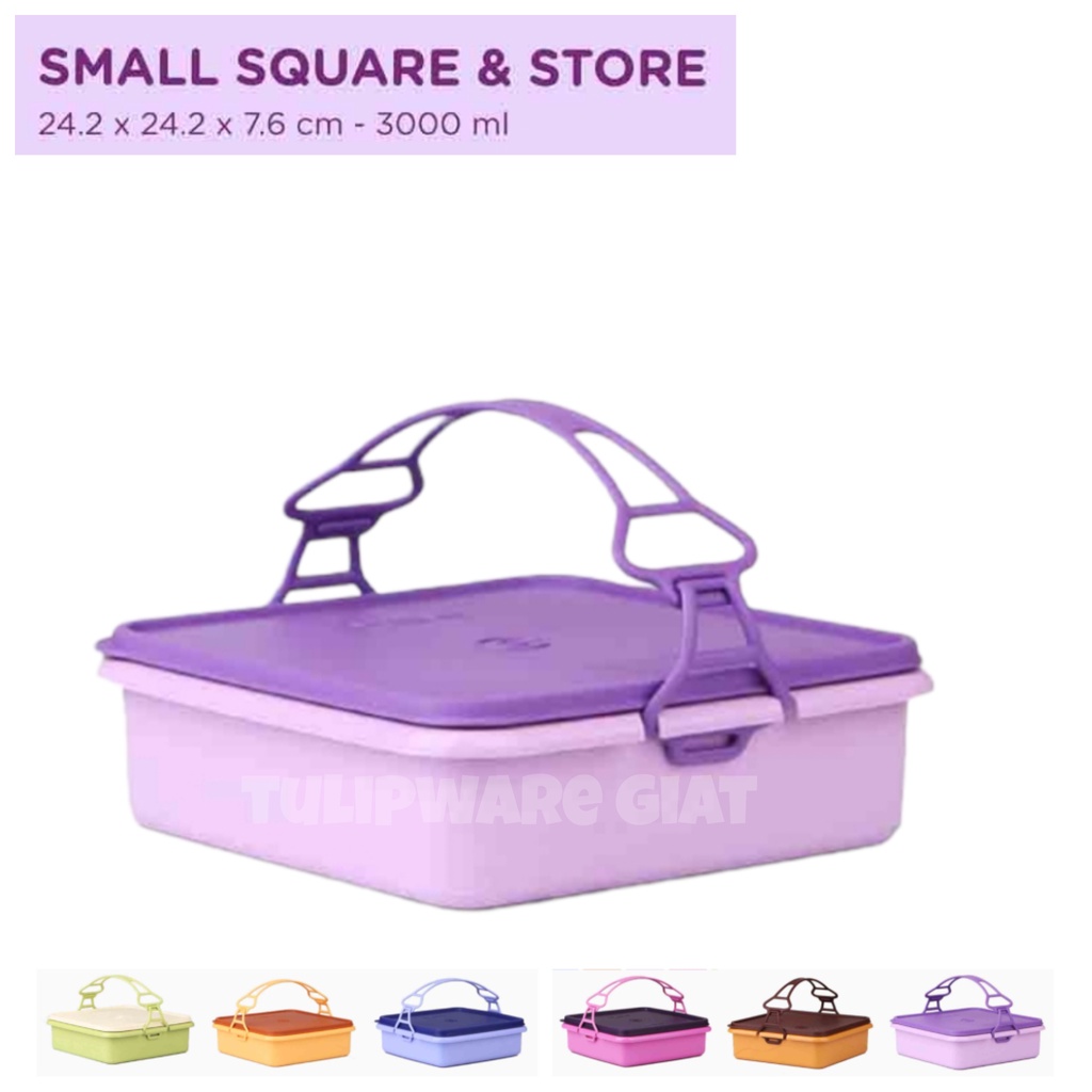 Twin Tulipware SMALL SQUARE AND STORE RANTANG SUSUN 1 Wadah Penyimpanan di Kulkas Tulipware Kita