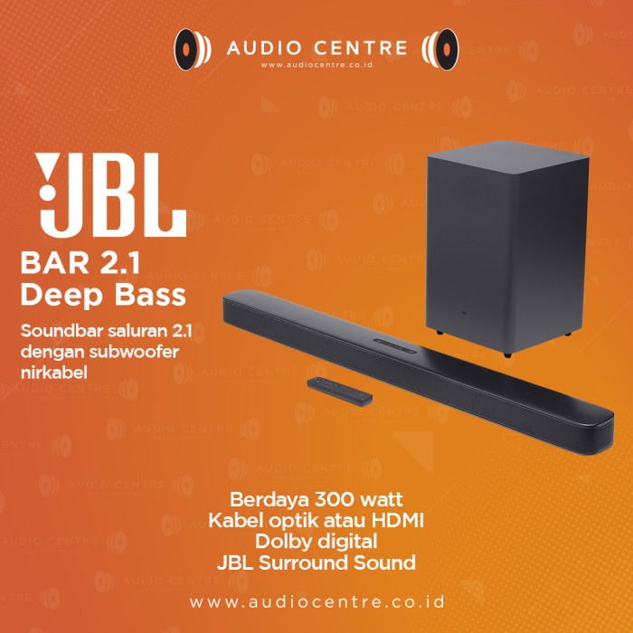 Jbl Bar 2.1 Bar2.1 Deep Bass Soundbar Surround With Wireless Subwoofer