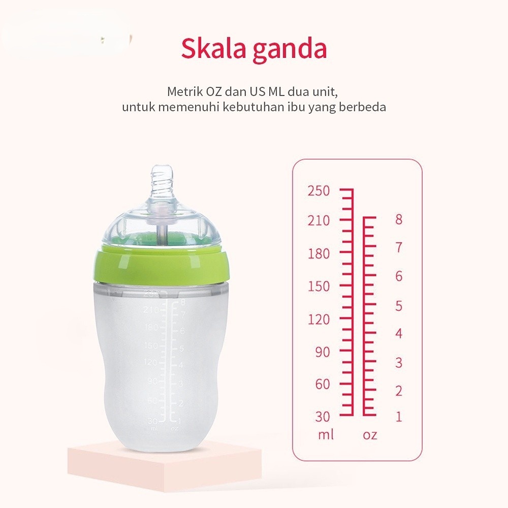 Newborn Baby Bottle Dot Bayi Botol Susu Bayi untuk Balita dan Newborn Botol Bayi / Botol Silikon Bayi / PIKO BELLO Bayi Botol Susu dengan Sedotan / Silicone Baby Bottle Botol Bayi Silikon / Botol susu bayi Silikon Leher Lebar (WIDE NECK) Warna Coklat