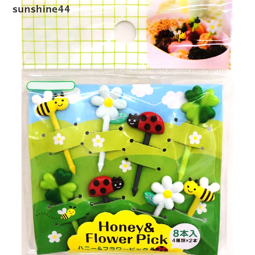 Sunshine 8pcs Animal Mini Kartun Buah Garpu Anak Snack Kue Dessert Pick Toothpik.