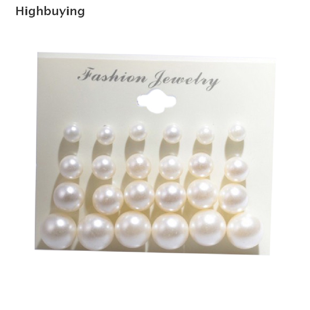 Hbid 12pasang Baru Wanita Fashion Mutiara Imitasi Bulat Telinga Stud Anting Set Pesta Pernikahan Glory