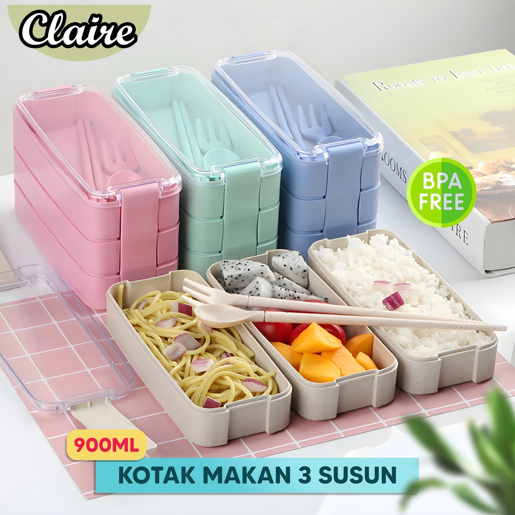 Lunch Box Kotak Makan Jerami 3 Susun