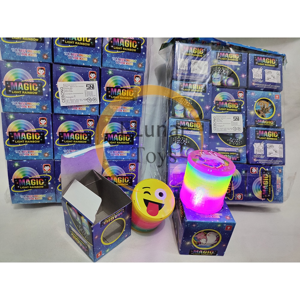 Mainan Per Pegas Slinky Spring Rainbow Lampu Nyala Besar(GROSIR) Dus Edukasi Anak Rainbow Magic Sens