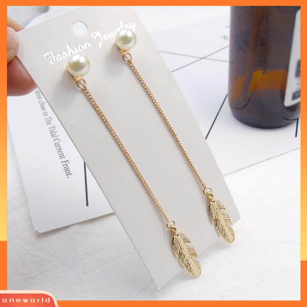 {oneworld} Anting Drop Desain Daun Indah Kreatif Earing Menjuntai Untuk Anak Perempuan