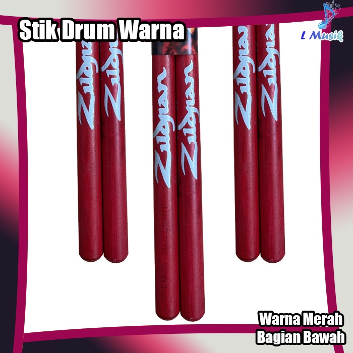 STIK DRUM PREMIUM WARNA WARNI BAHAN SAWO UKURAN STANDAR 5A