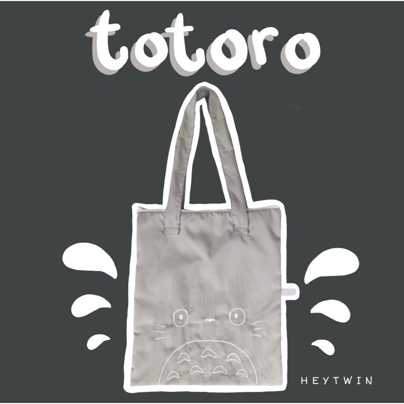 totoro totebag anime manga tas tote bag bordir embroidery anime manga jepang lucu kartun karakter my