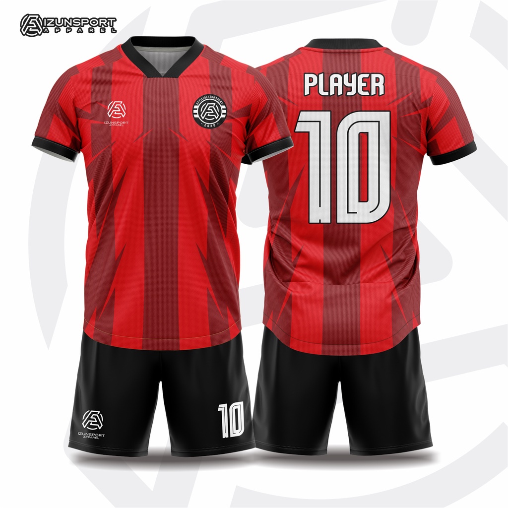 setelan jersey full printing sepakbola futsal custome satuan 0.9 warna merah
