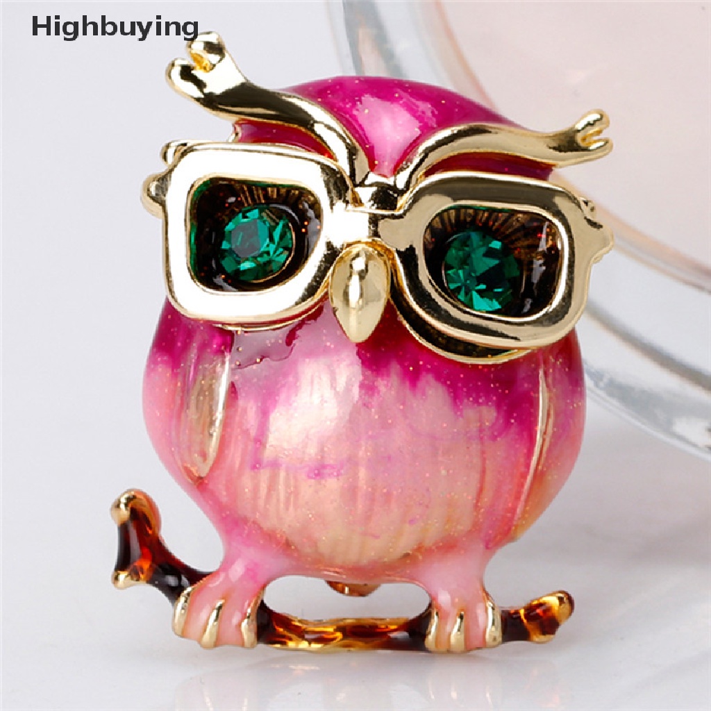 Hbid Enamel Owl Kacamata Bros Pin Hewan Kristal Pesta Pernikahan Bros Pin Hadiah Glory