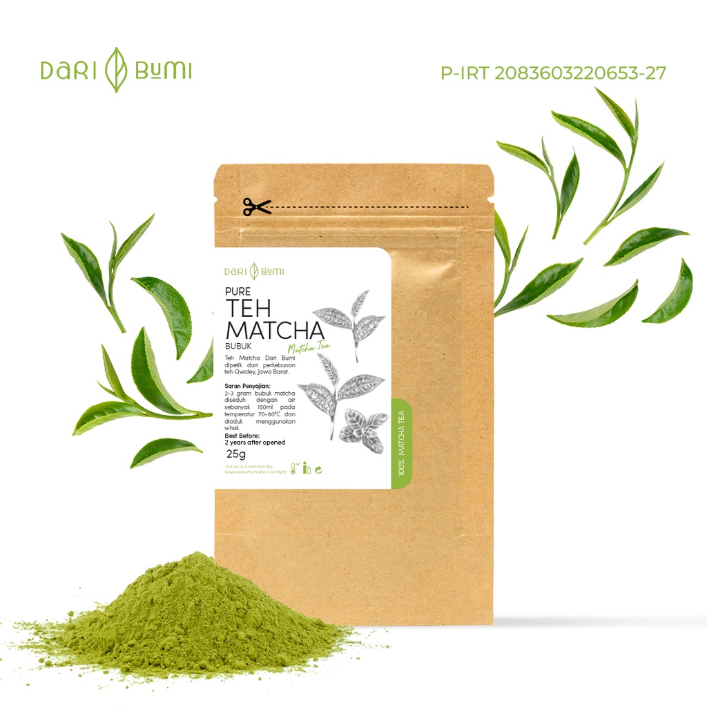 Teh Murni 25gr Dari Bumi Varian Teh Hijau Teh Hitam dan Matcha Premium Teh