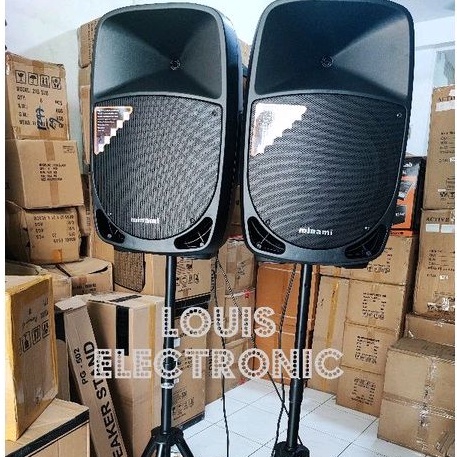 Speaker Aktif + Pasif 15 Inch MINAMI PARTYBOX 500 ( Komplit Stand Speaker + Mic Wireless )