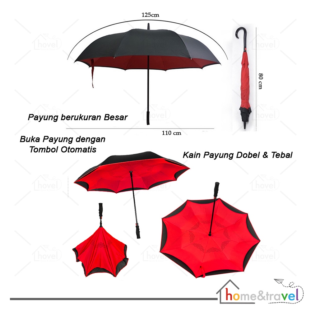 HOVELSHOP Payung Terbalik Reverse Kazbrella 2 Lapis