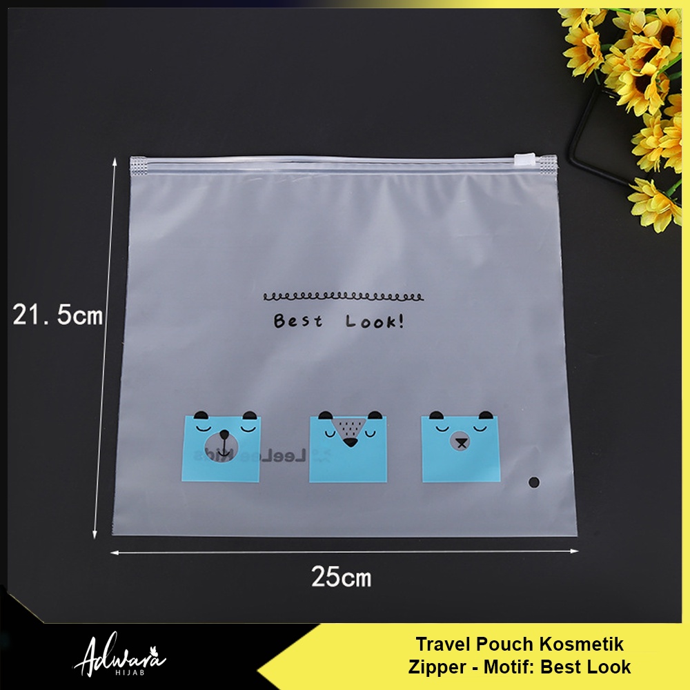 Tas Kosmetik Travel Pouch Zipper Best Look / Tempat Penyimpanan Make Up Serbaguna