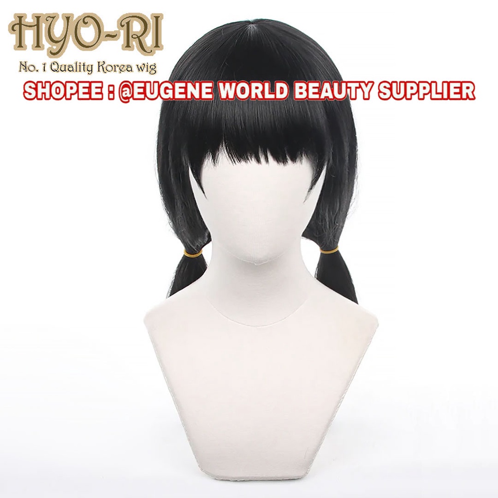 READY STOCK - RAMBUT PALSU WIG CEWE CEWEK WANITA PANJANG LURUS HITAM PONI DEPAN KUNCIR DUA TEBAL IKA