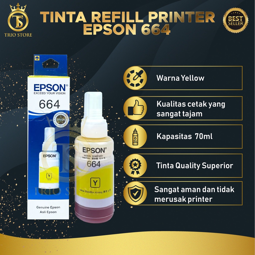 1 SET 4 PCS Tinta Epson 664 For Printer L100 L110 L111 L120 L130 L132 L200 L210 L220 L222 L300 L301 L310 L350 L351 L355 L360 L810 L850 L1300 L1800