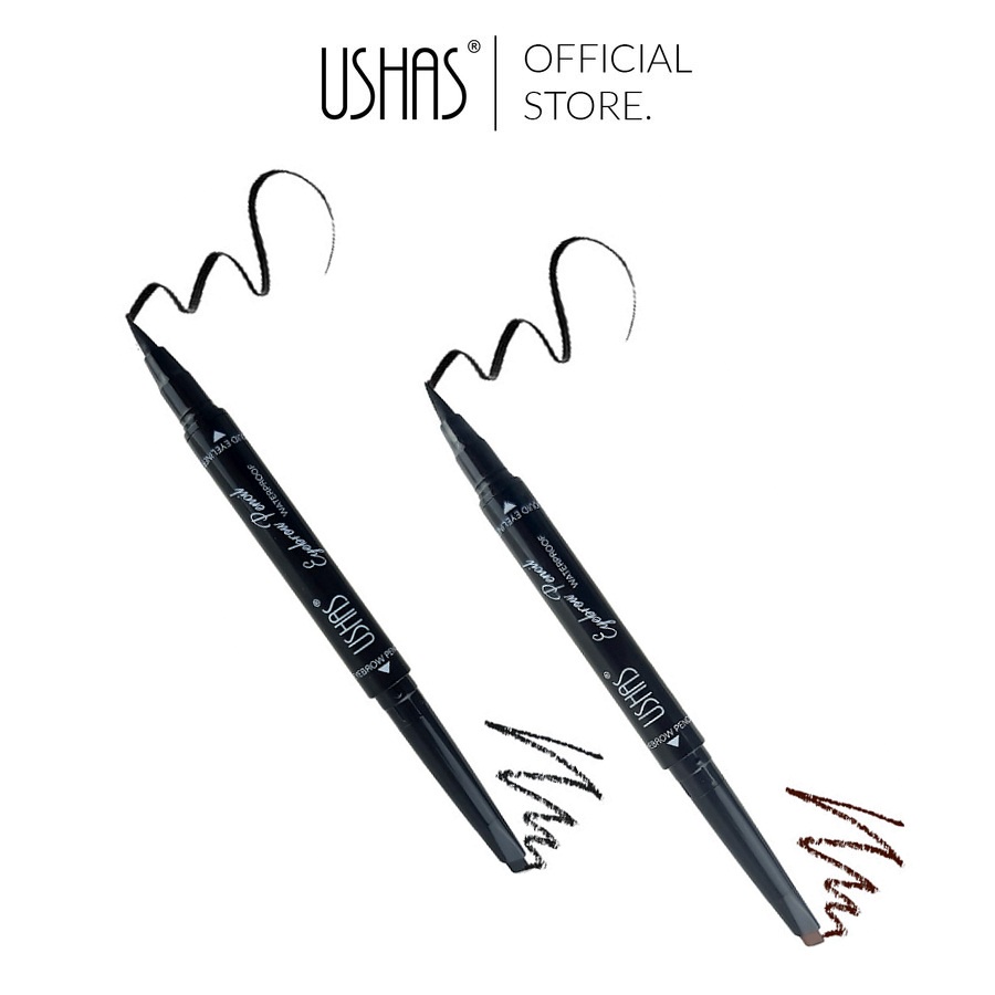 Jual USHAS TP176 LIQUID EYELINER BLACK WATERPROOF & EYEBROW PENCIL
