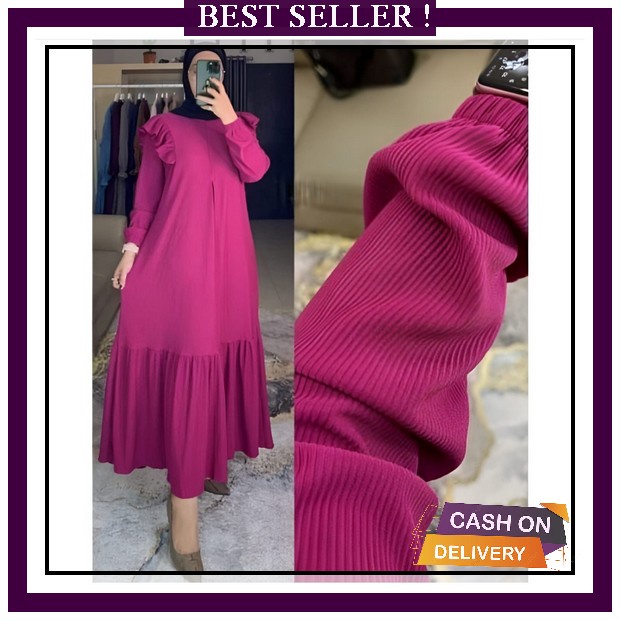 Baju Gamis Wanita Kondangan Murah Simple 2022 Seragam Pengajian Bridesmaid Kurung Modern Bercadar Bu