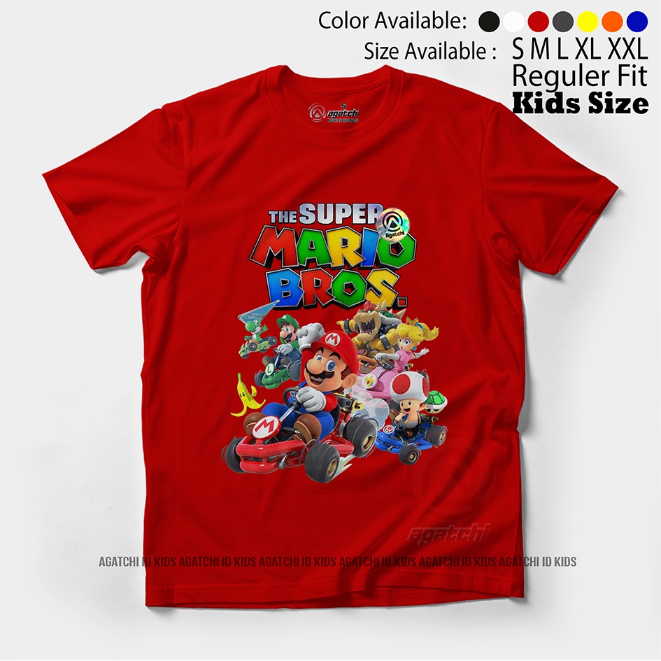 Baju Kaos Atasan Anak Laki - Laki Motif The Super Mario Bross