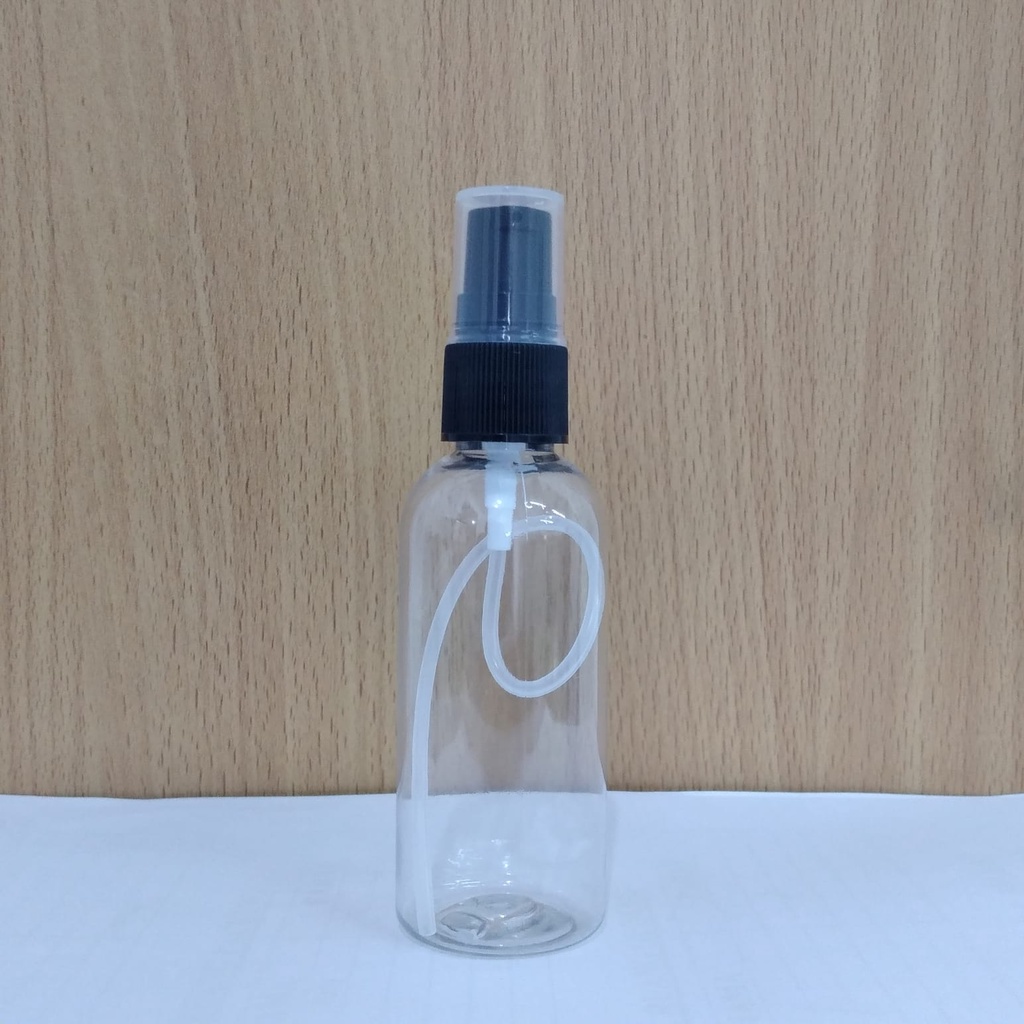 Botol Plastik PET 60ml BR Bening Tutup Pump Treatment Half Cap