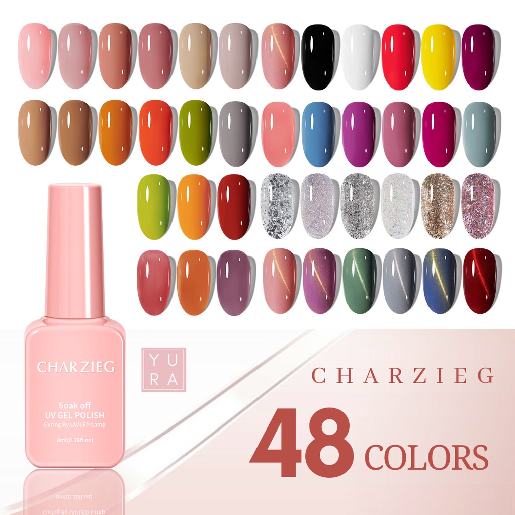 Charzieg Pink Gel Nail Polish UV LED Kutek Gel