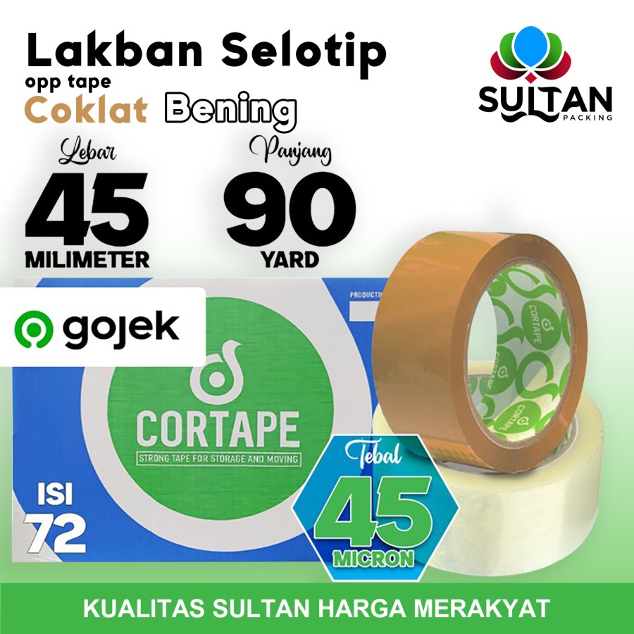 

Lakban Solatip Isolasi 45mm x 90yard OPP Tape Cortape OJOL /DUS