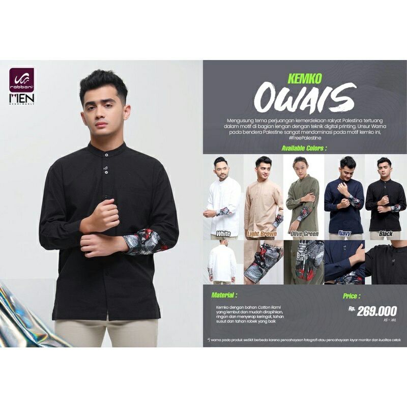 Kemko Owais Mst Rabbani - Kemeja Koko Rabbani - Kemko Rabbani Manset - Baju Koko Lengan Panjang Kanc