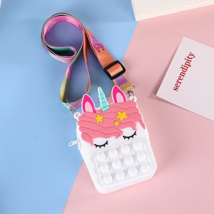 Pop It Sling Bag Unicorn / Tas Selempang Mini Pop It Unicorn - Putih